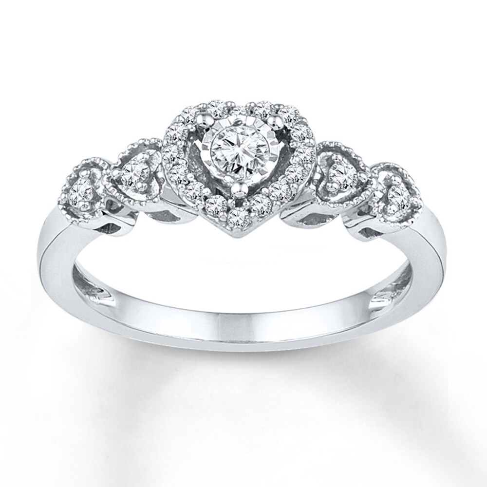 Diamond Promise Ring 1/5 ct tw Round-cut Sterling Silver eUaknWWN [eUaknWWN]