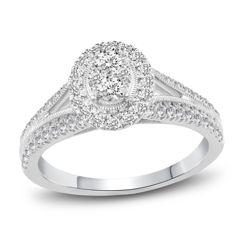 Diamond Engagement Ring 3/4 ct tw Round 14K White Gold eZ6HW43r