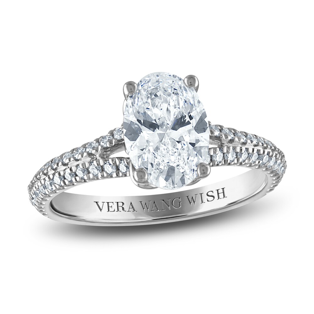 Vera Wang WISH Lab-Created Diamond Engagement Ring 1-7/8 ct tw Oval/Round 14K White Gold eeXC5aYJ