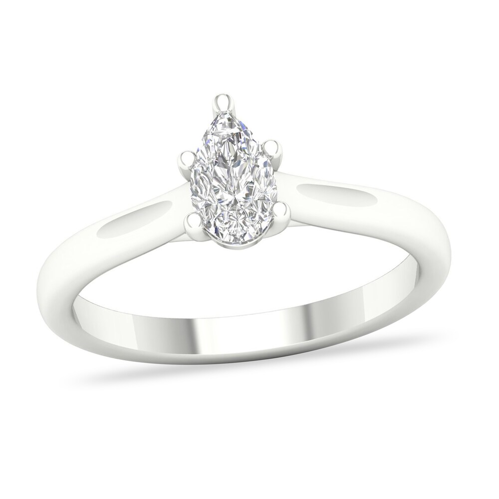 Diamond Solitaire Ring 1/2 ct tw Pear-shaped 14K White Gold (SI2/I) errGgj56