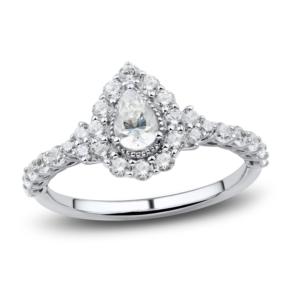 Diamond Engagement Ring 1 ct tw Pear/Round 14K White Gold esMDlMgs [esMDlMgs]