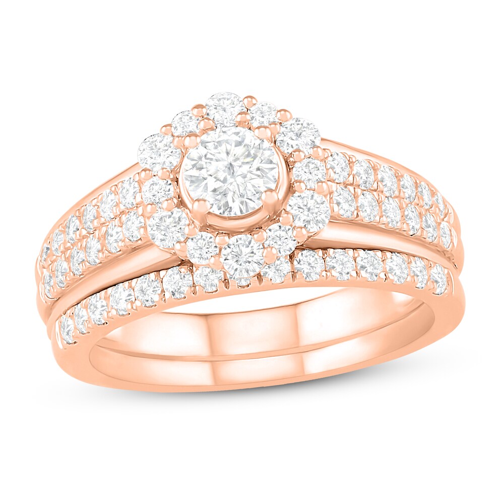 Diamond Bridal Set 1 ct tw Round 14K Rose Gold f4Mm6B8t