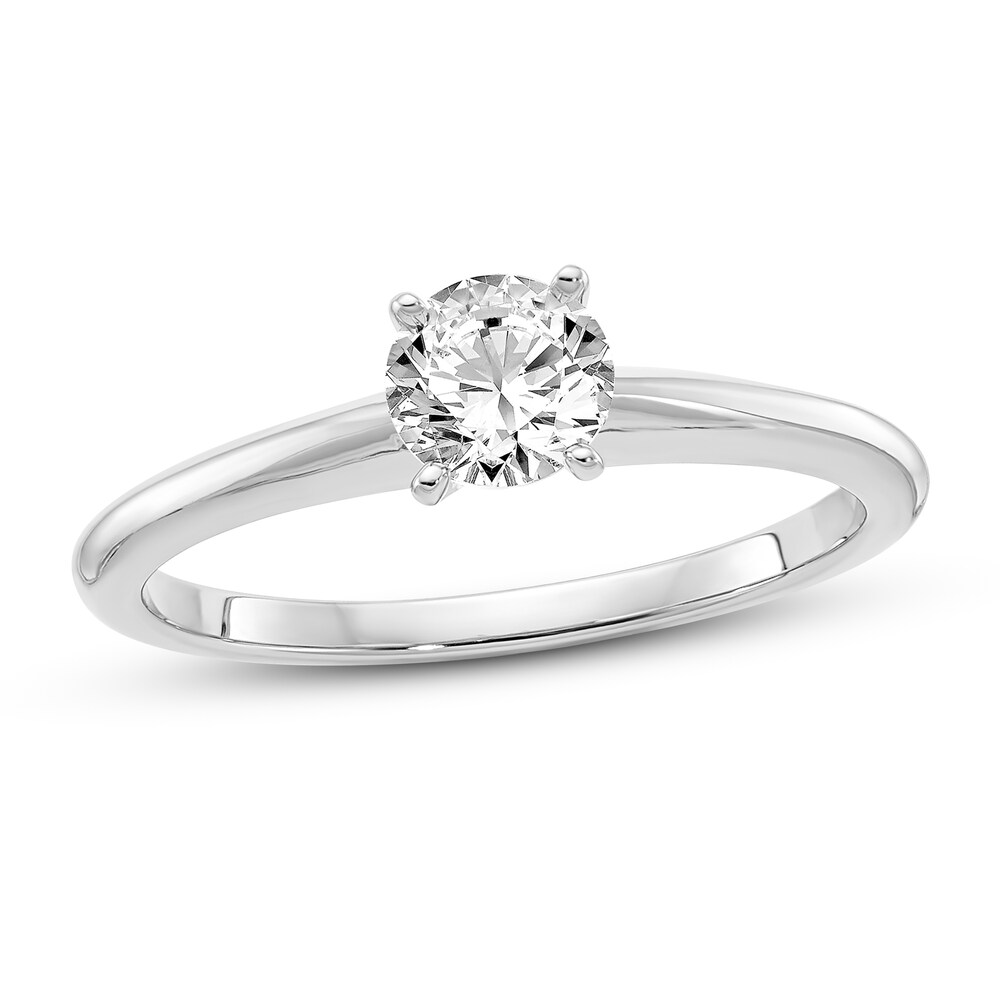 Diamond Solitaire Engagement Ring 1/2 ct tw Round 14K White Gold (I1/I) f5hIRt8B