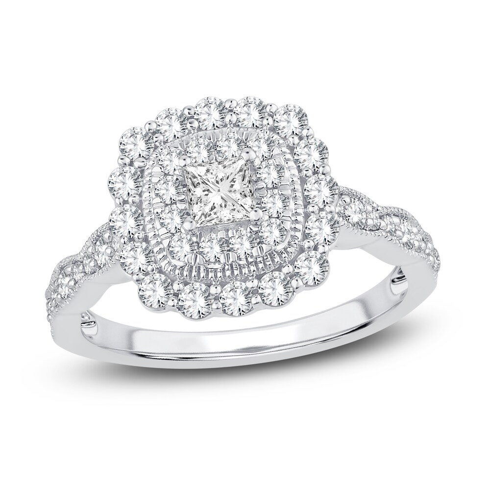 Diamond Engagement Ring 1 ct tw Princess/Round 14K White Gold fCA1mzpA