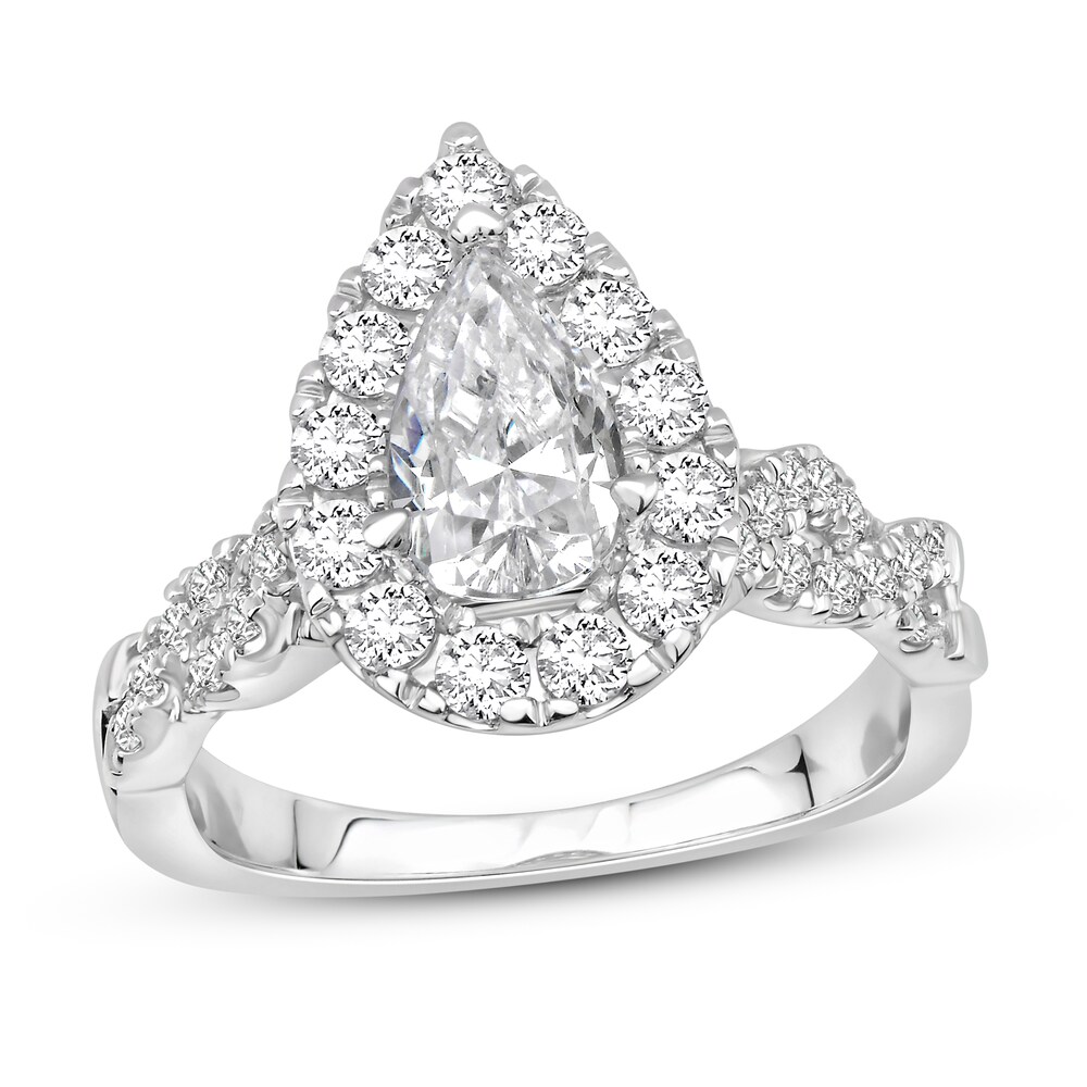 Diamond Engagement Ring 1 3/4 ct tw Round/Pear-shaped 14K White Gold fF11lLji