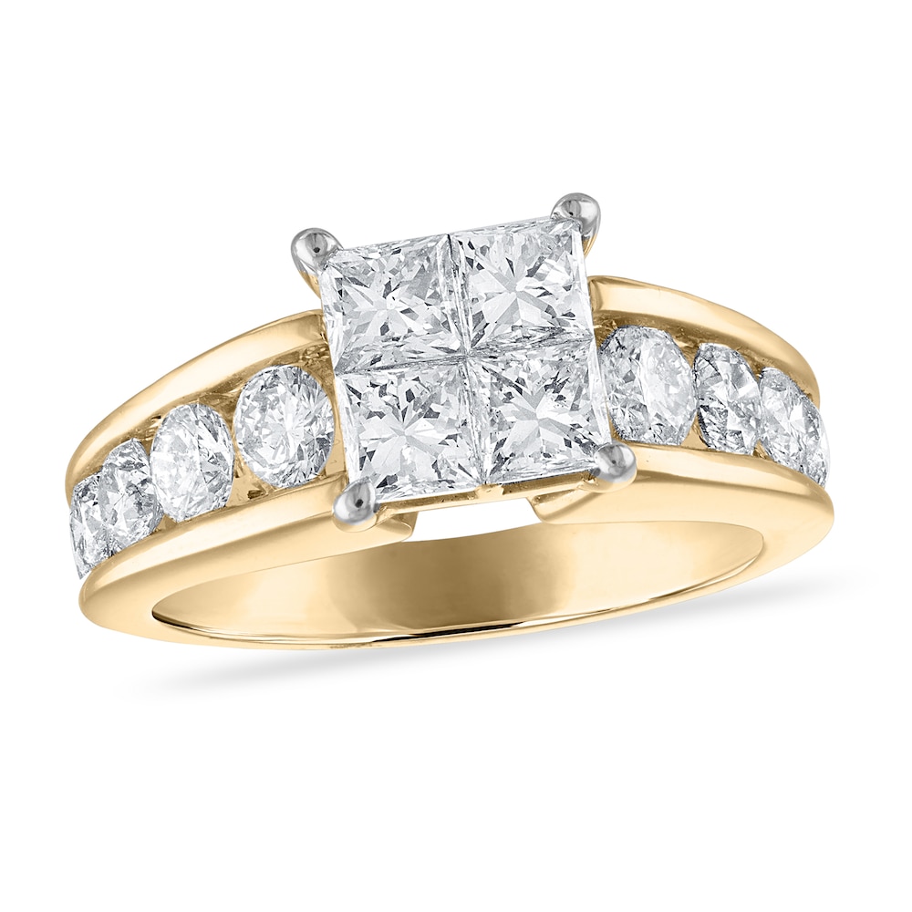 Diamond Engagement Ring 2-1/2 ct tw Princess/Round 14K Yellow Gold fF59OzGZ