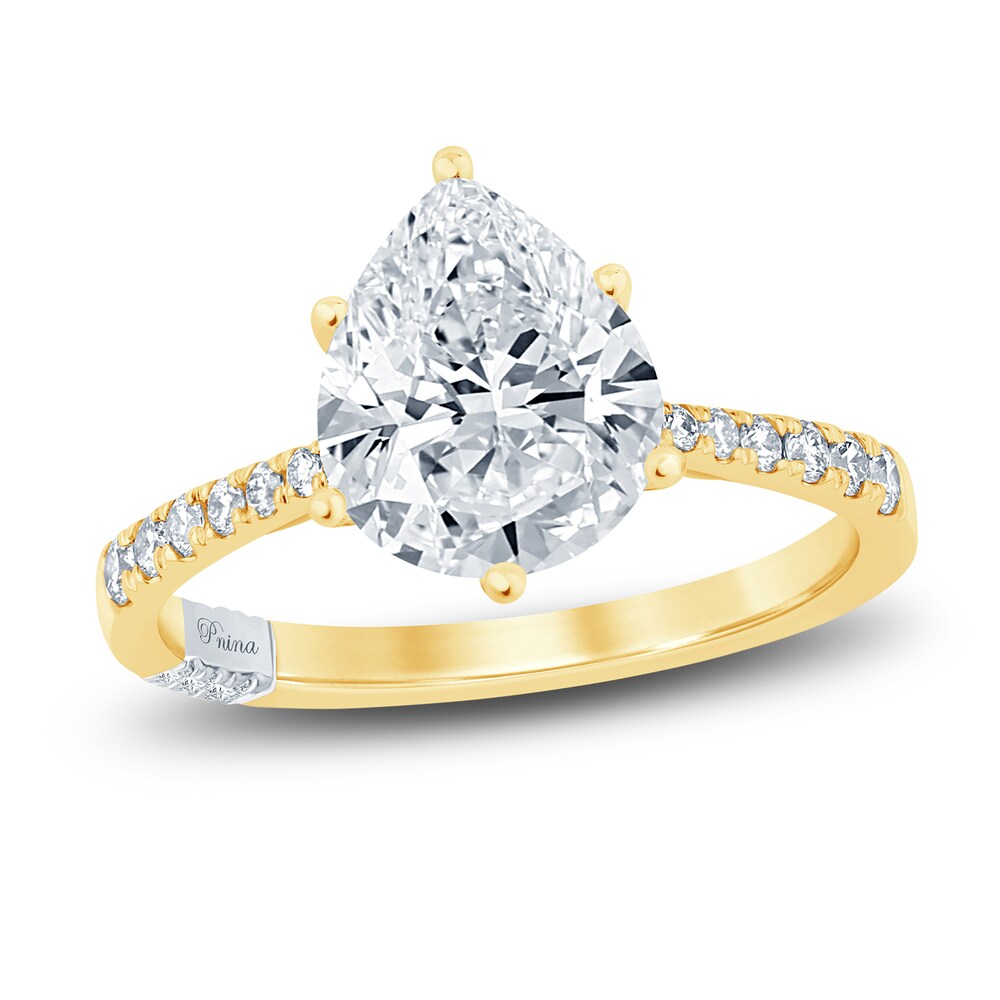 Pnina Tornai Diamond Engagement Ring 2-3/4 ct tw Pear/Round 14K Yellow Gold fWpjhLZD