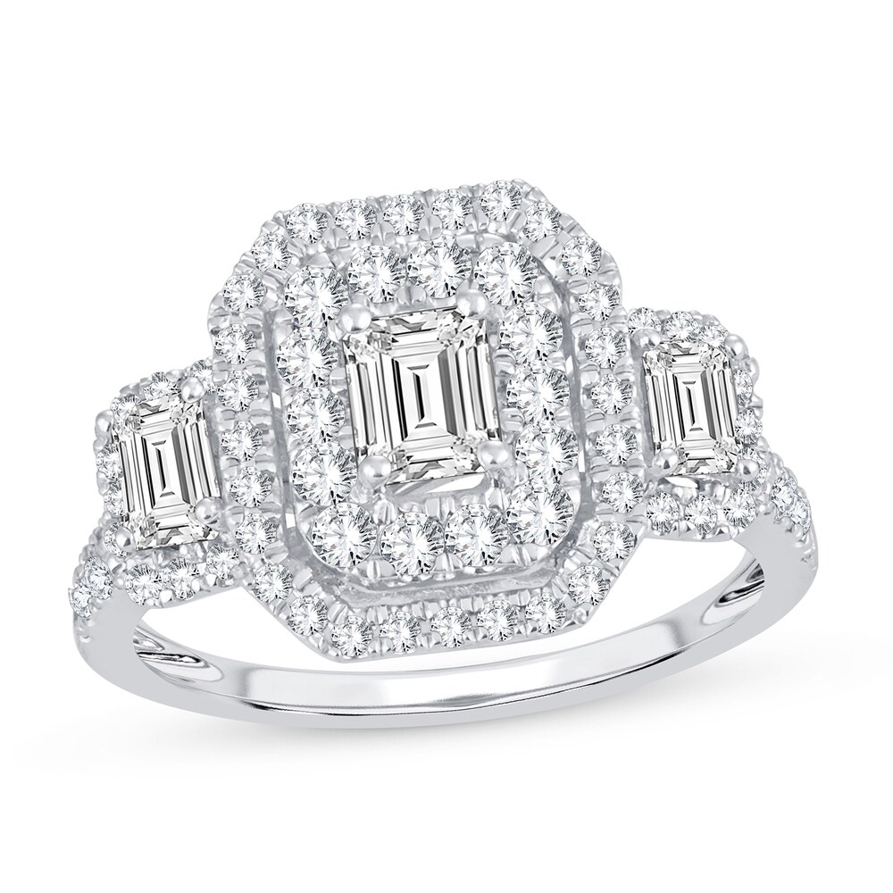 Diamond Ring 1-1/2 ct tw Emerald-cut 14K White Gold ffmJa3x0