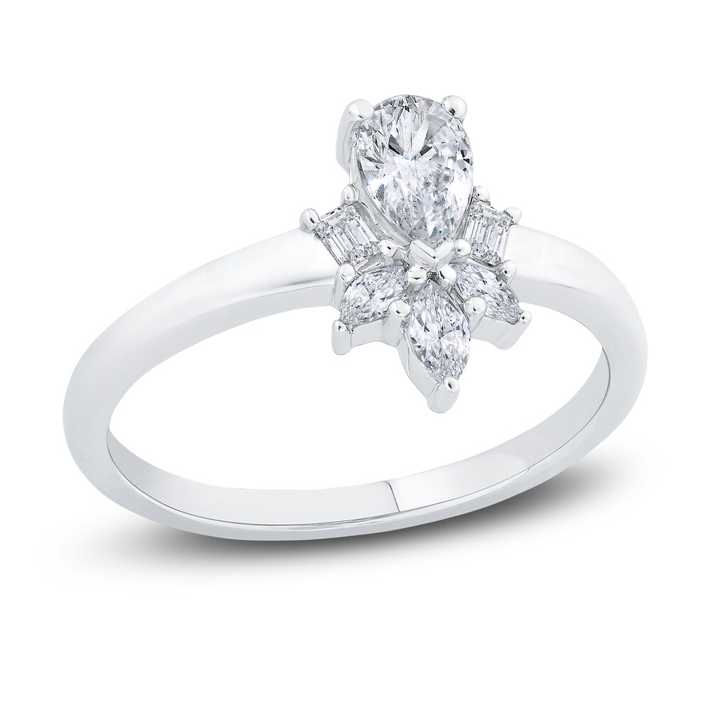 Diamond Engagement Ring 1/2 ct tw Pear-shaped/Marquise/Round 14K White Gold gKPGjyHo