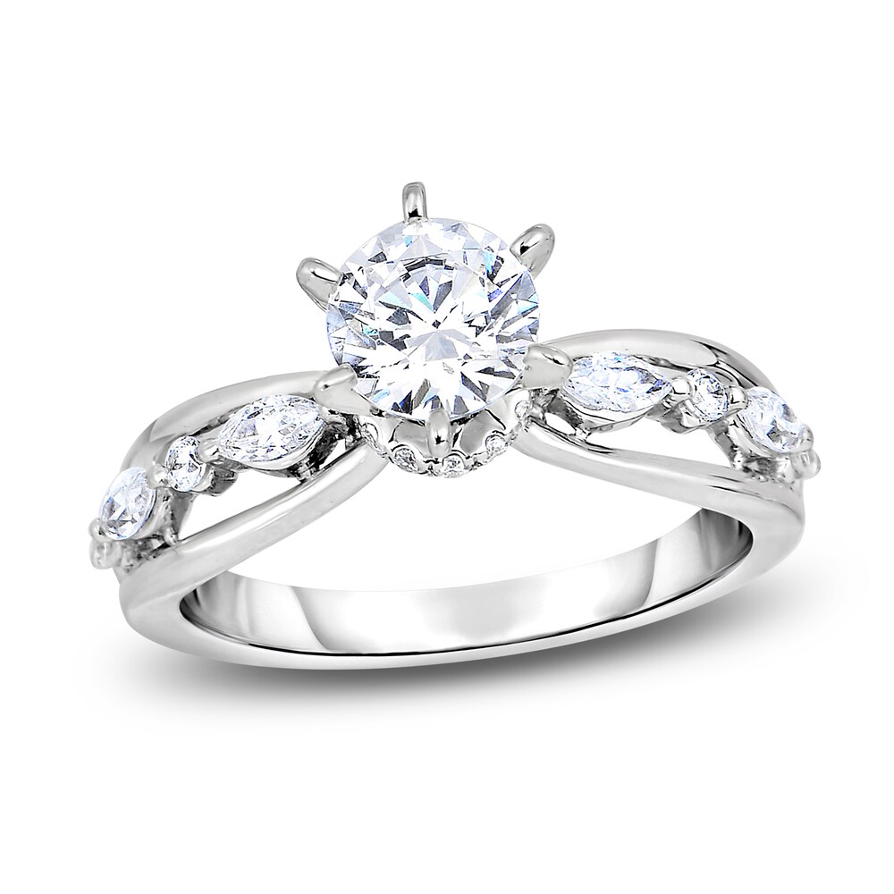 Diamond Engagement Ring 1-1/2 ct tw Round/Marquise 14K White Gold gLLJ7W1q