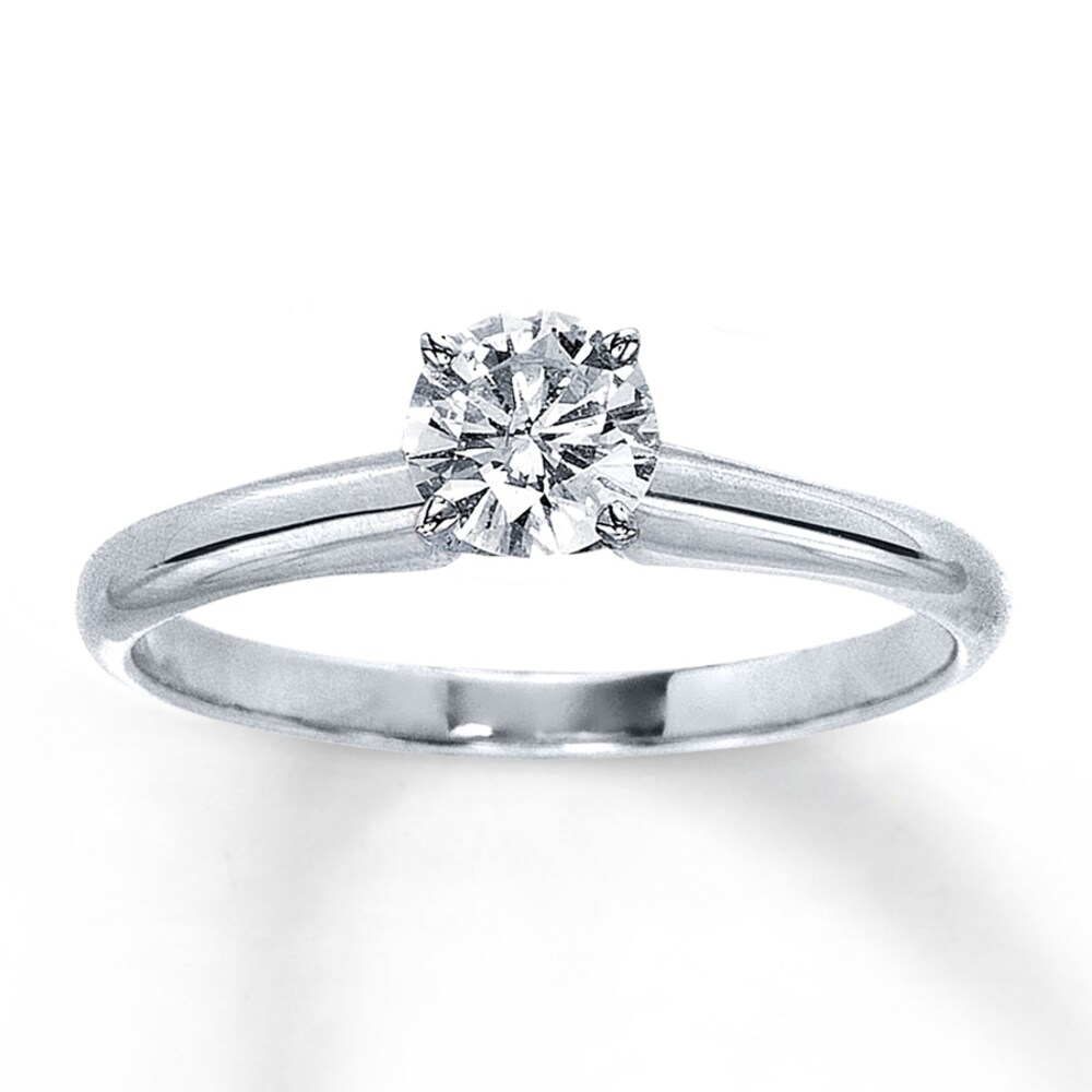 Diamond Solitaire Ring 1/2 carat Round-cut 14K White Gold (I2/I) gchywahy