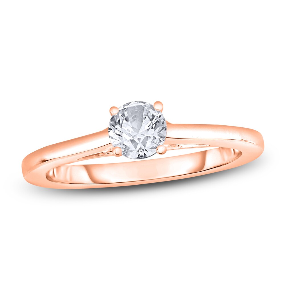 Diamond Solitaire Engagement Ring 1/2 ct tw Round 14K Rose Gold (I2/I) gdeyntqN