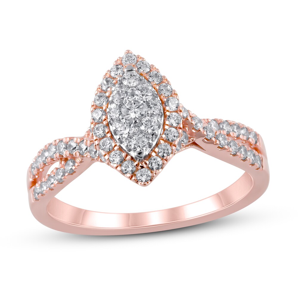 Diamond Engagement Ring 1/2 ct tw Round 14K Rose Gold ghInFbOz
