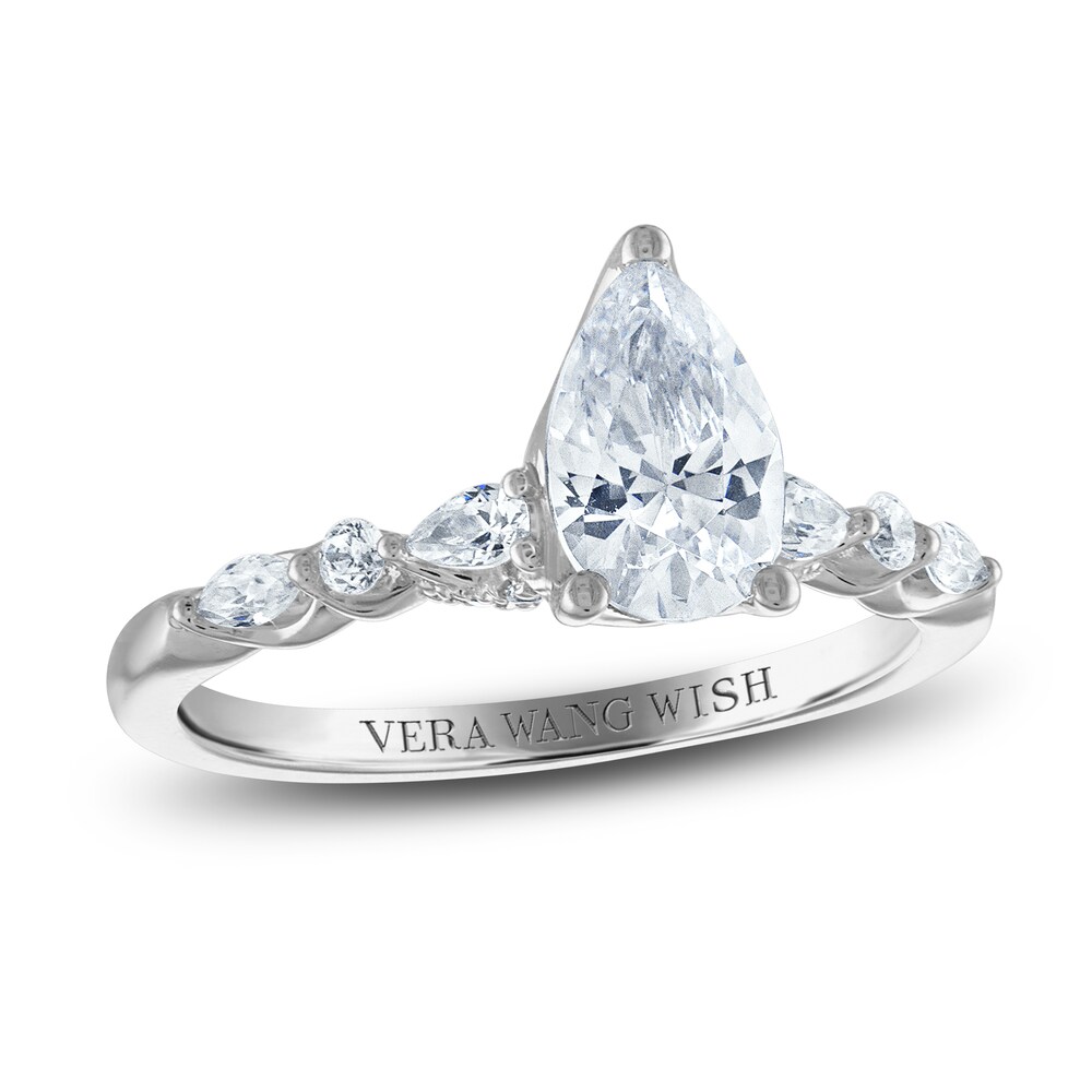 Vera Wang WISH Diamond Engagement Ring 1-1/4 ct tw Pear/Round 14K White Gold gqZguiuV