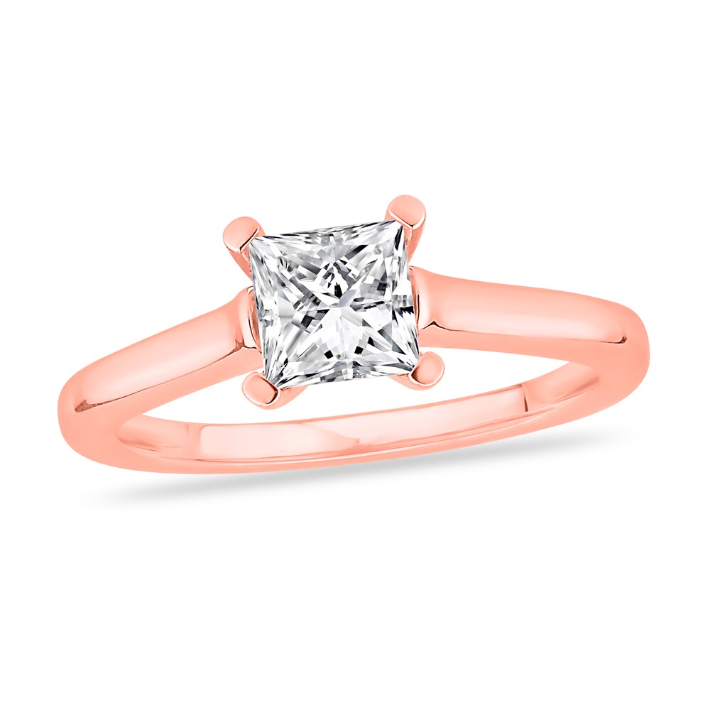 Diamond Solitaire Engagement Ring 1 ct tw Princess-cut 14K Rose Gold (I2/I) grc8xnbc