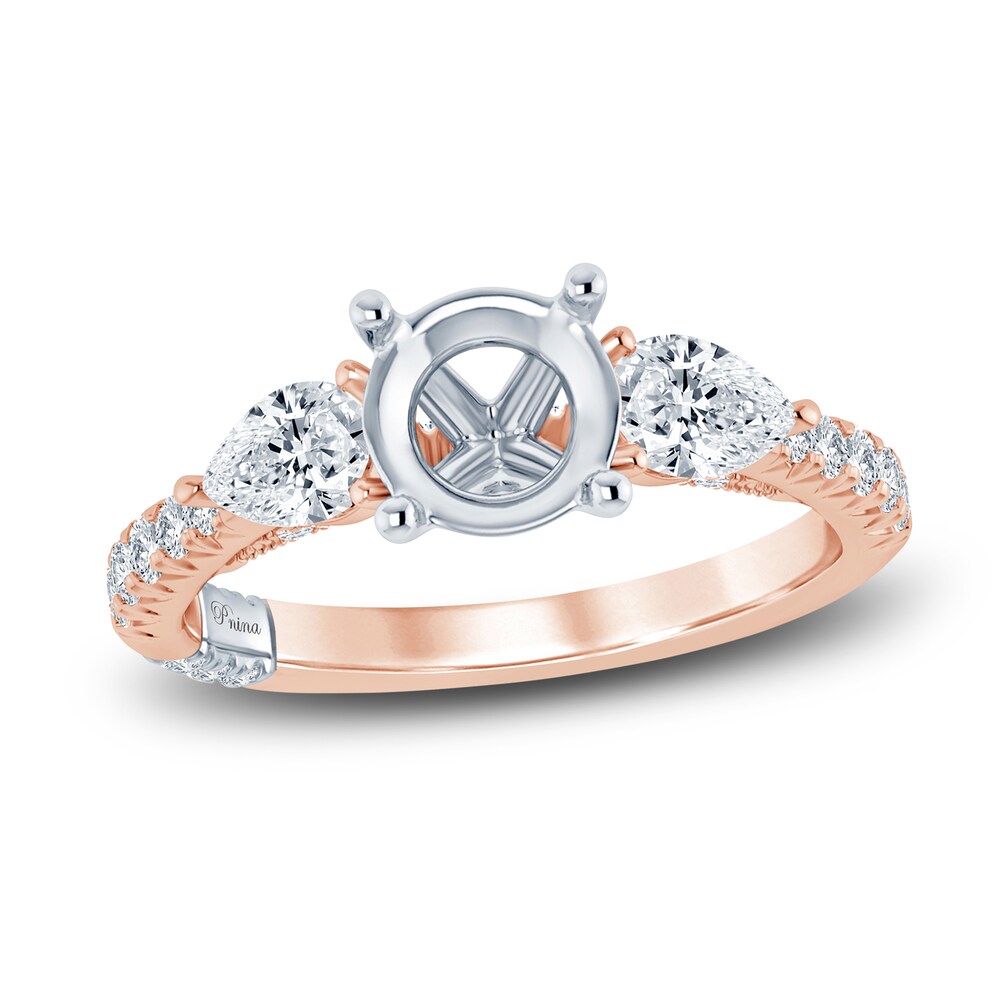 Pnina Tornai Lab-Created Diamond Engagement Ring Setting 1 ct tw Pear/Round 14K Rose Gold grsNrE3E