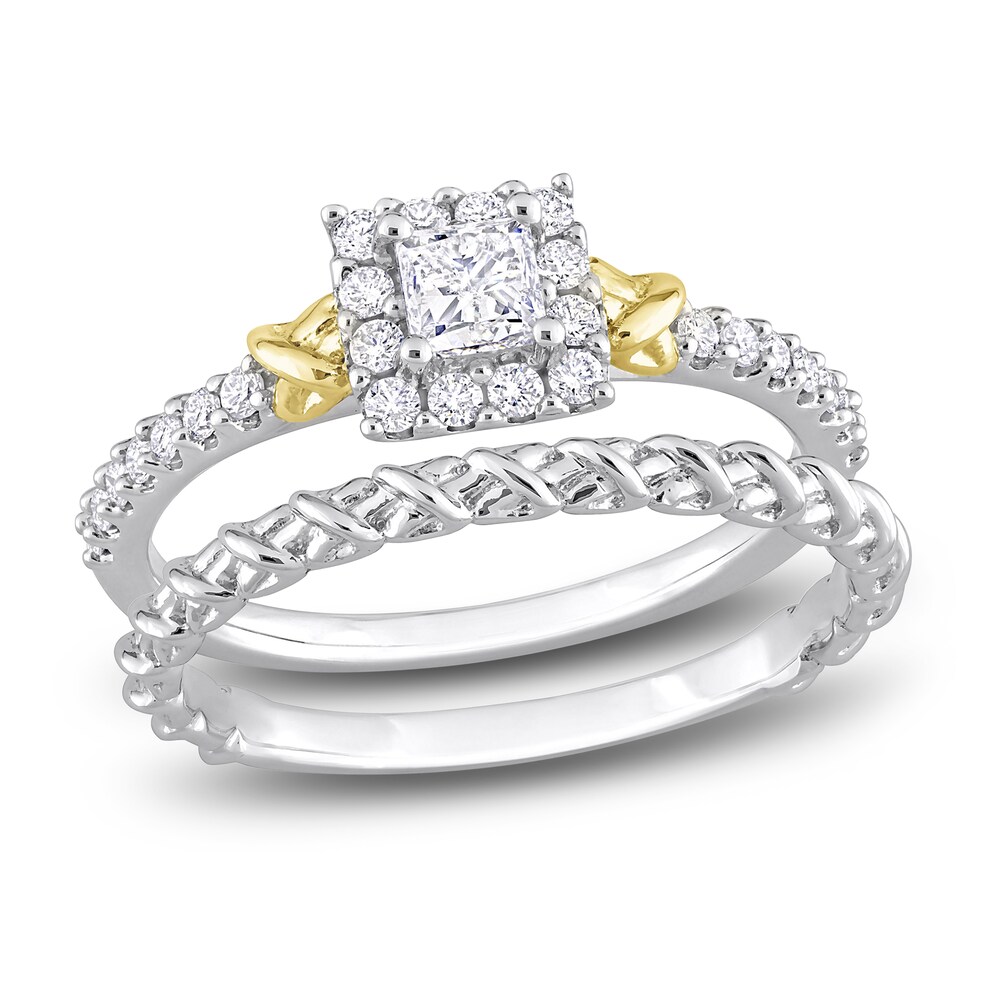 Diamond Y-Knot Bridal Set 3/4 ct tw Princess/Round 14K Two-Tone Gold h9tYtQ9t