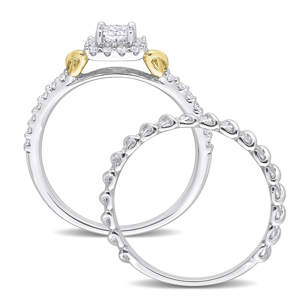 Diamond Y-Knot Bridal Set 3/4 ct tw Princess/Round 14K Two-Tone Gold h9tYtQ9t