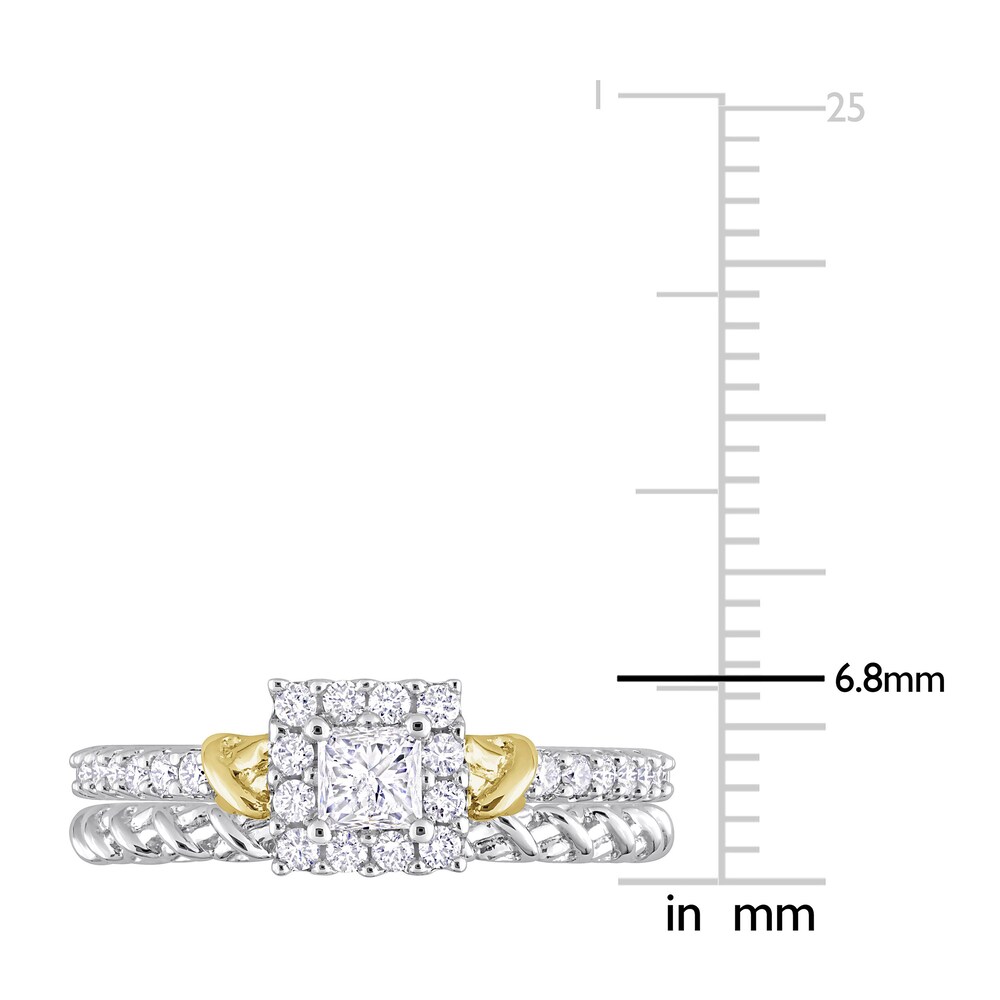 Diamond Y-Knot Bridal Set 3/4 ct tw Princess/Round 14K Two-Tone Gold h9tYtQ9t