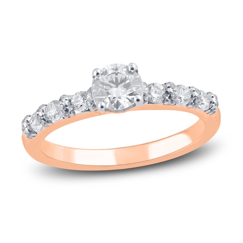 Diamond Engagement Ring 3/4 ct tw Round 14K Rose Gold hOX1CIRj