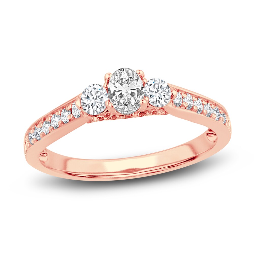 Diamond Oval Cluster Ring 3/4 ct tw Oval/Round 14K Rose Gold hPa9hwY2