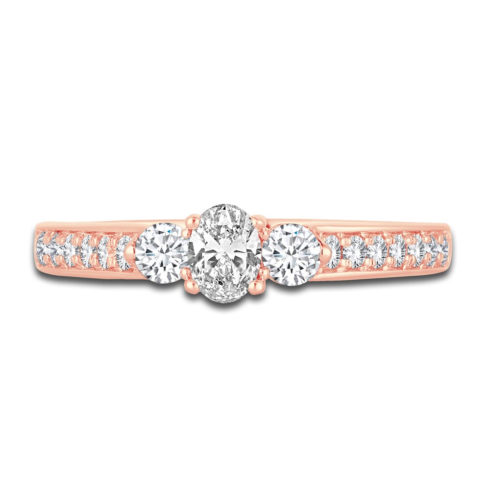 Diamond Oval Cluster Ring 3/4 ct tw Oval/Round 14K Rose Gold hPa9hwY2