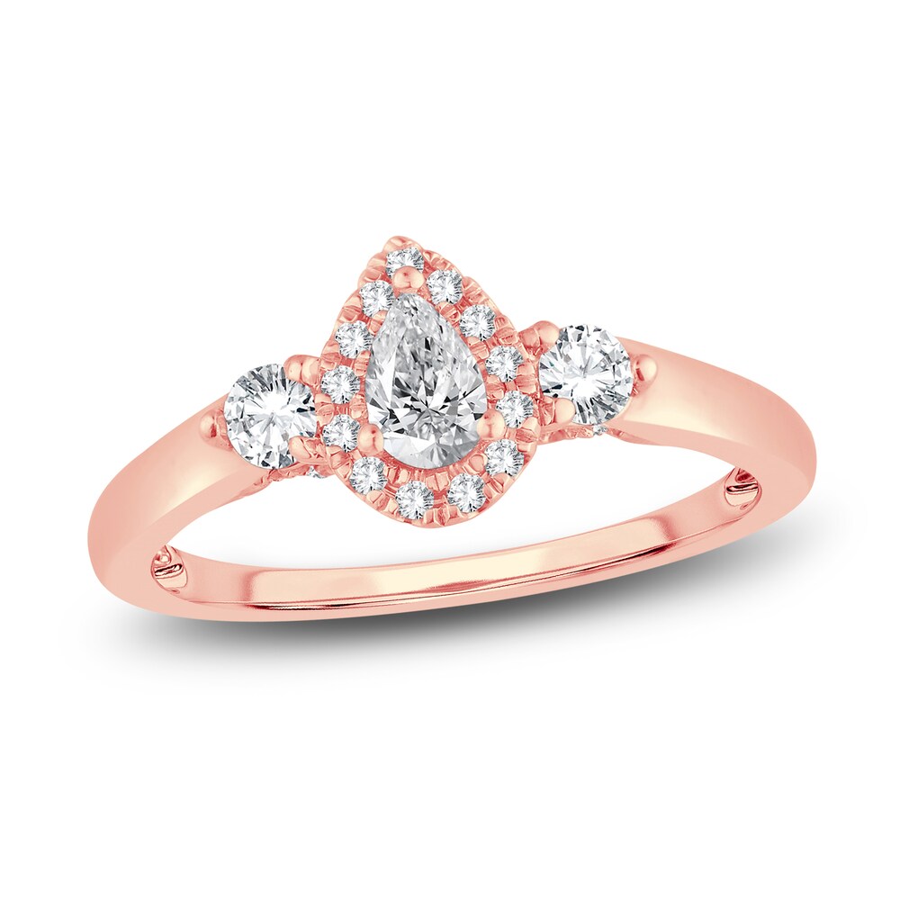 Diamond Halo Ring 3/8 ct tw Pear/Round 14K Rose Gold hSCYJ6zj