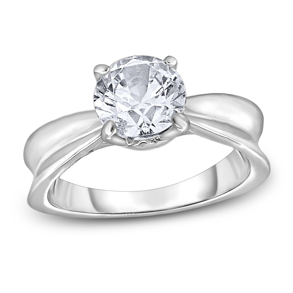 Diamond Solitaire Concave Engagement Ring 2 ct tw Round 14K White Gold (I2/I) hepFxQsw
