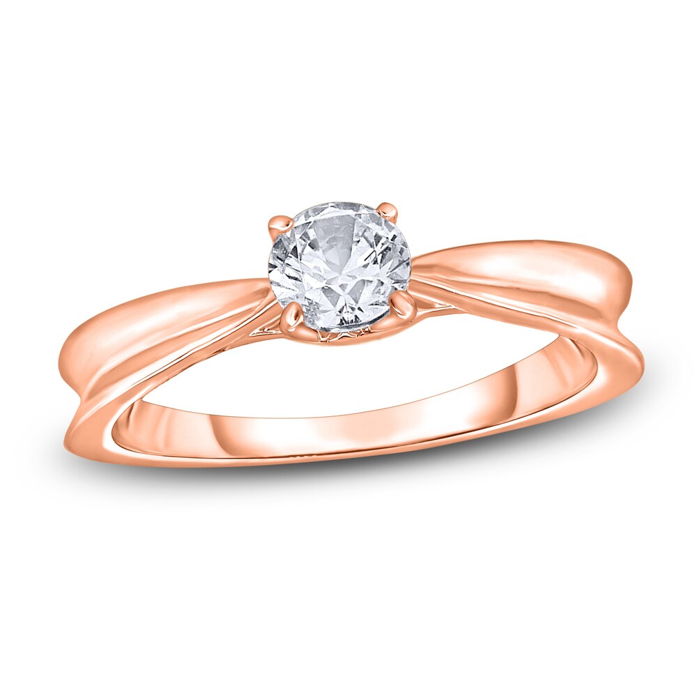 Diamond Solitaire Concave Engagement Ring 1/2 ct tw Round 14K Rose Gold (I2/I) hf7aNI5T