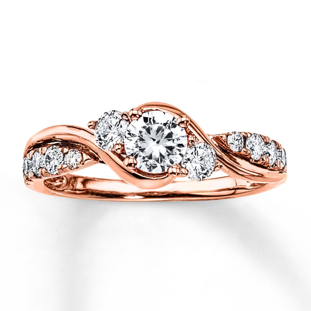 Diamond Engagement Ring 7/8 ct tw Round-cut 14K Rose Gold hfLBLkll