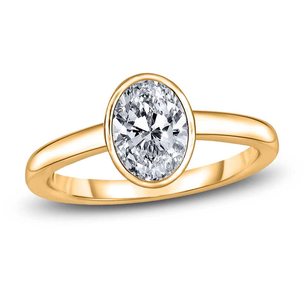 Diamond Solitaire Engagement Ring 2 ct tw Bezel-Set Oval 14K Yellow Gold (I2/I) hlvUxFUN