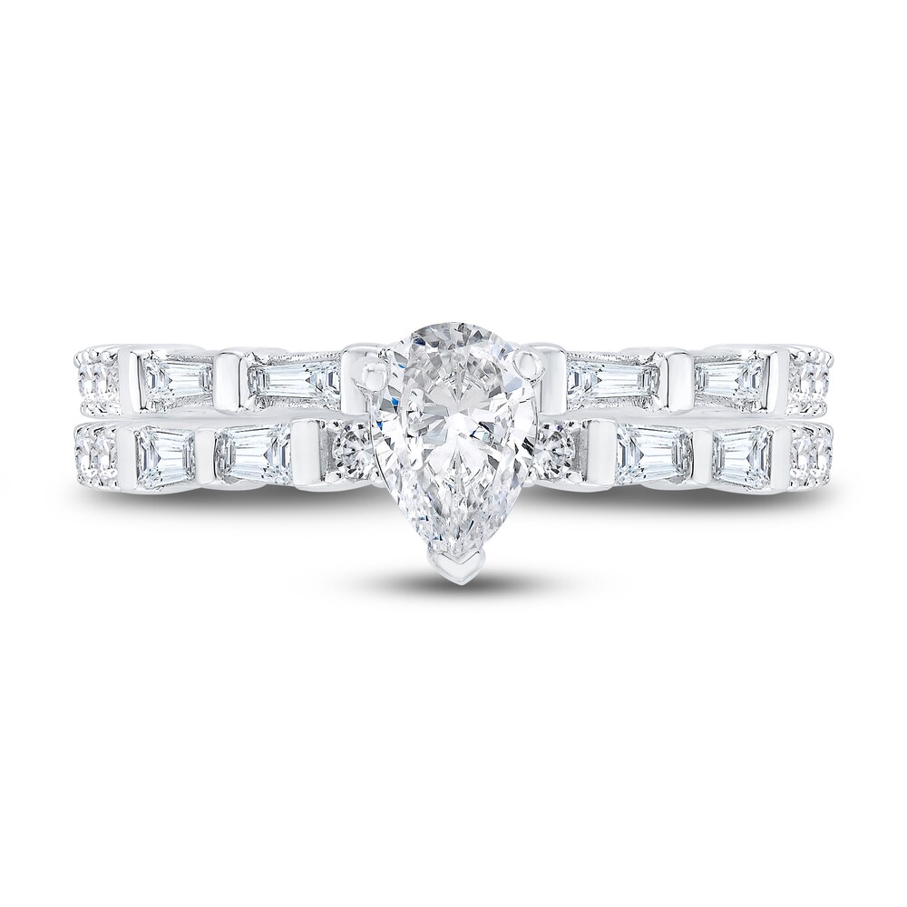 Diamond Engagement Ring 3/4 ct tw Pear-shaped/Baguette/Round 14K White Gold hnmV3Trd