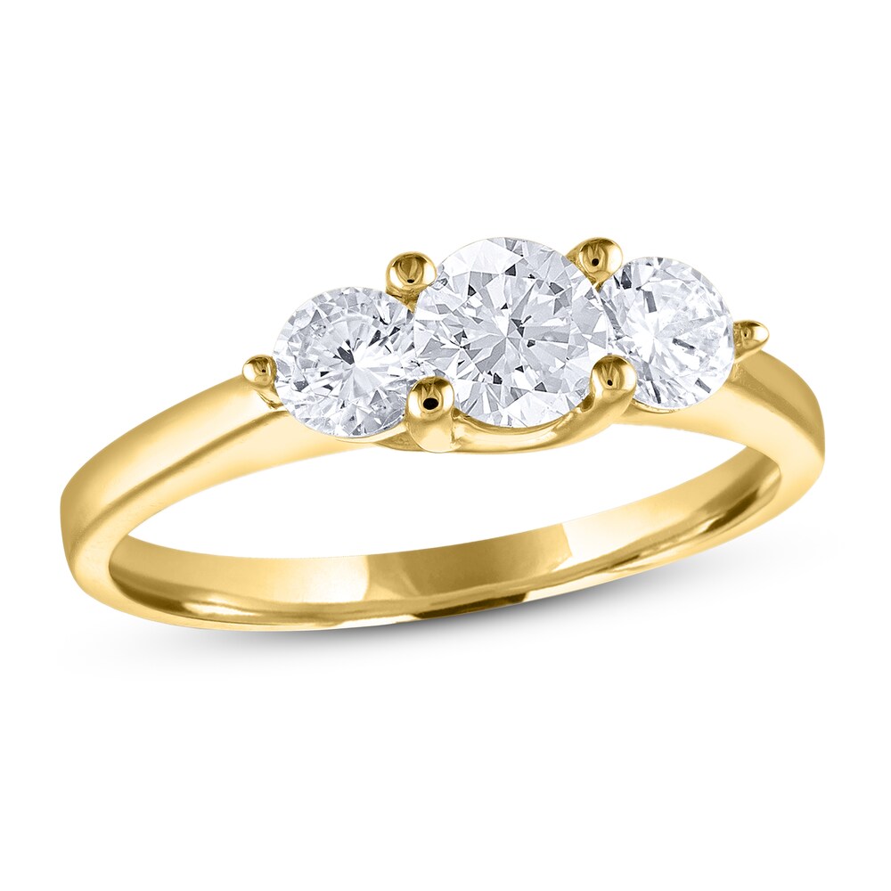 Diamond 3-Stone Ring 1 ct tw Round 14K Yellow Gold hqkH5Q14