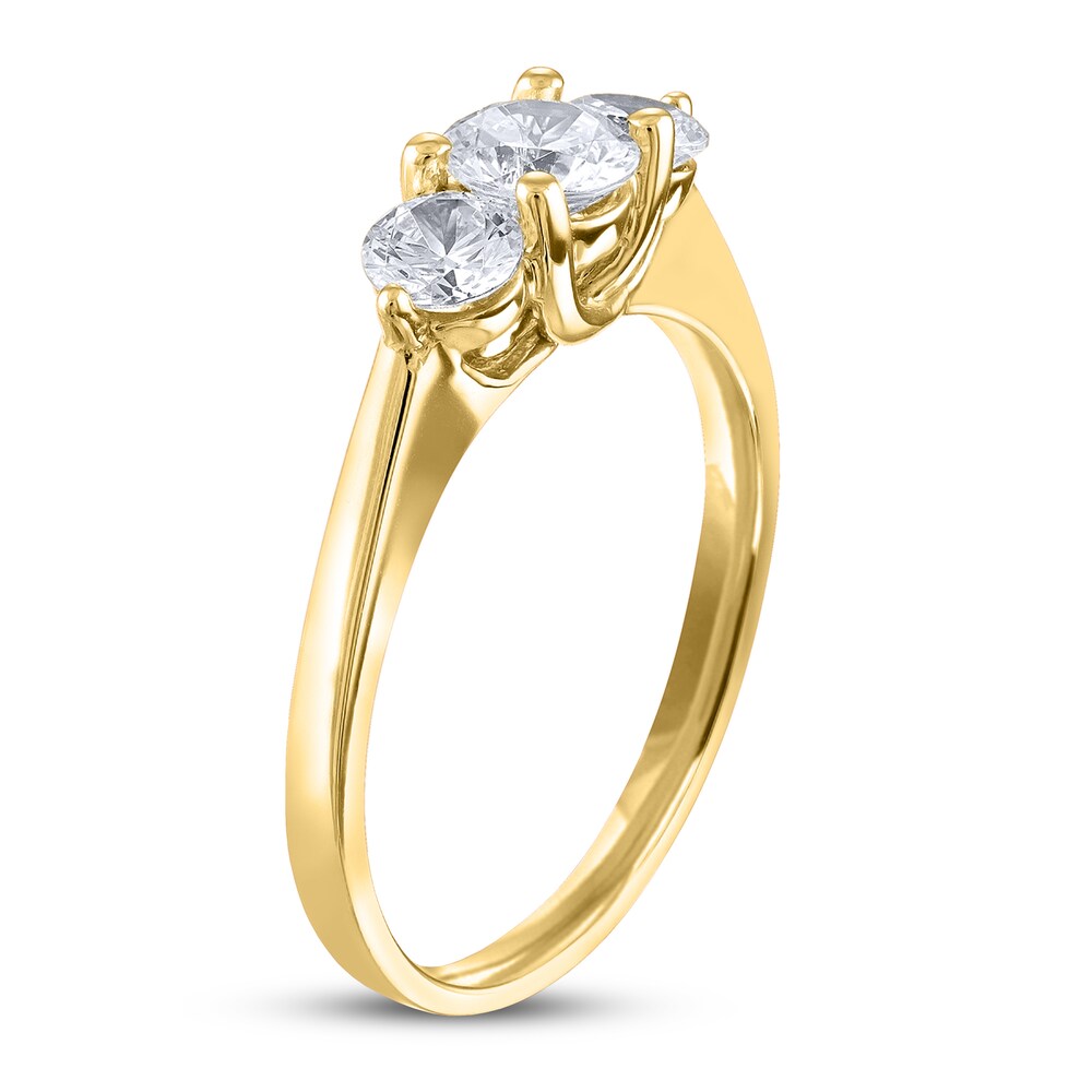 Diamond 3-Stone Ring 1 ct tw Round 14K Yellow Gold hqkH5Q14
