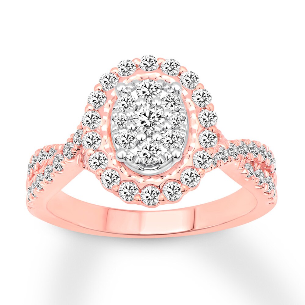 Diamond Engagement Ring 7/8 carat tw Round 14K Rose Gold hs1rDAKQ