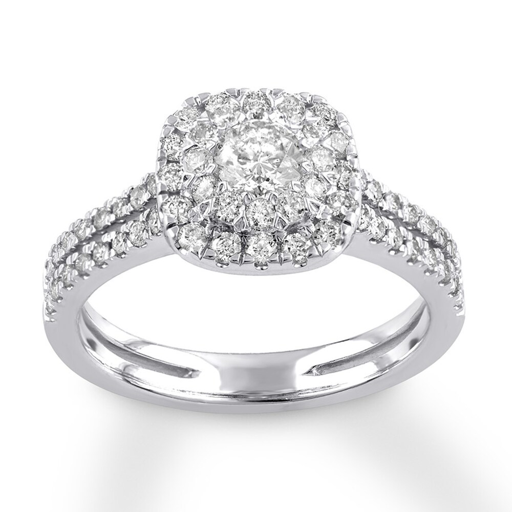 Diamond Engagement Ring 7/8 ct tw Round-cut 14K White Gold hwnkftKA
