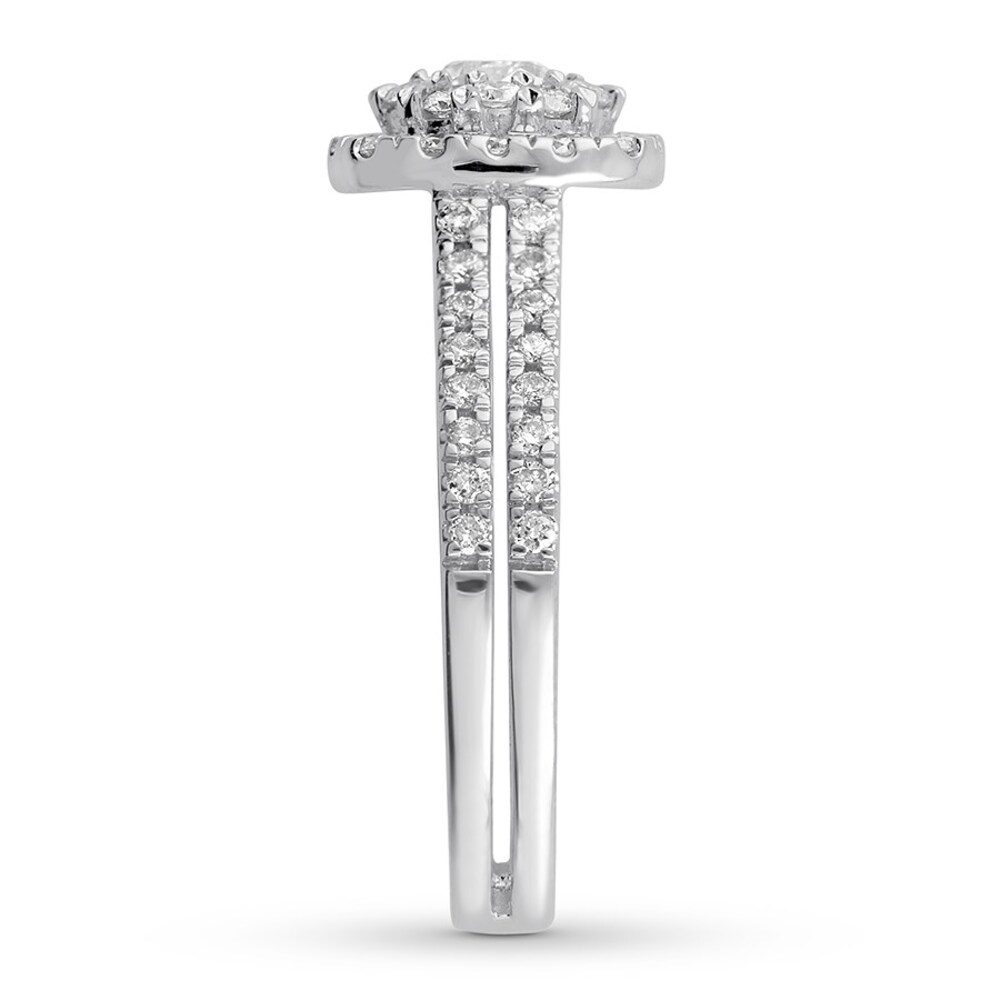 Diamond Engagement Ring 7/8 ct tw Round-cut 14K White Gold hwnkftKA