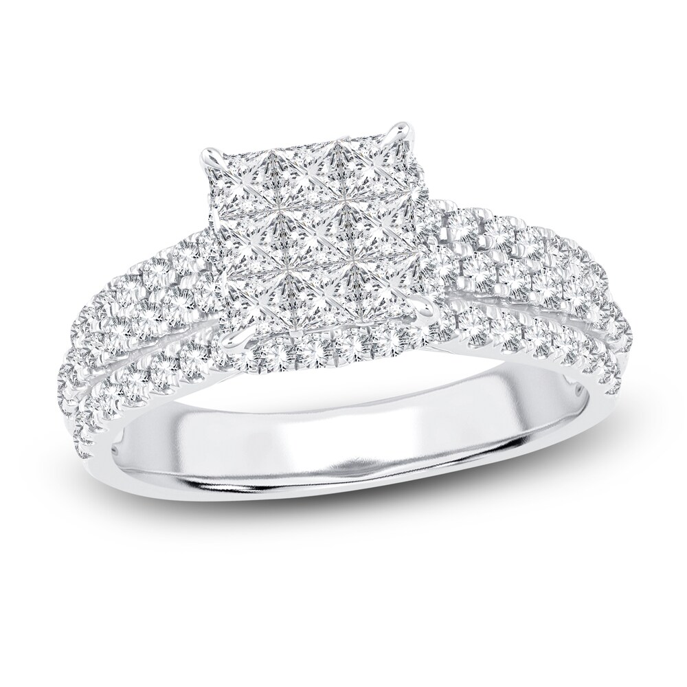 Diamond Engagement Ring 1-1/3 ct tw Princess/Round 14K White Gold i2gbqddb