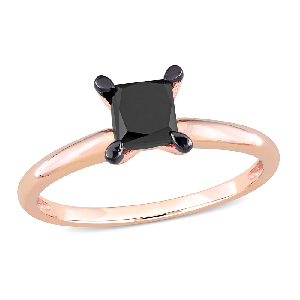 Black Diamond Solitaire Engagement Ring 1 ct tw Princess-cut 14K Rose Gold iFNhUvf4