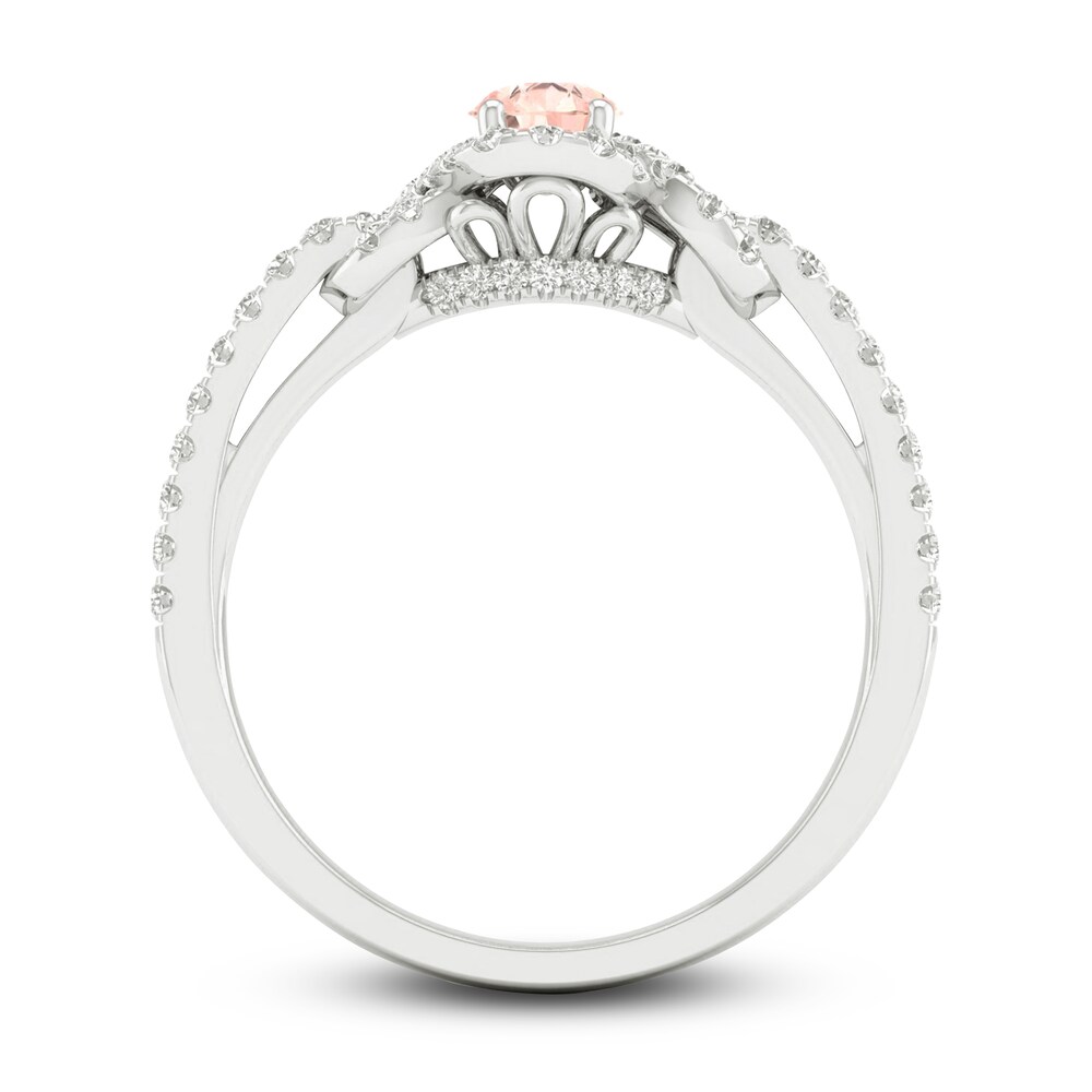 Natural Morganite Engagement Ring 1/3 ct tw Round/Pear-shaped 14K White Gold iX50rZRT