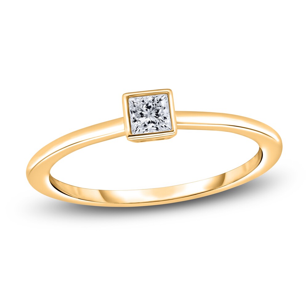 Diamond Solitaire Engagement Ring 1/4 ct tw Bezel-Set Princess 14K Yellow Gold (I2/I) iXfTE25g