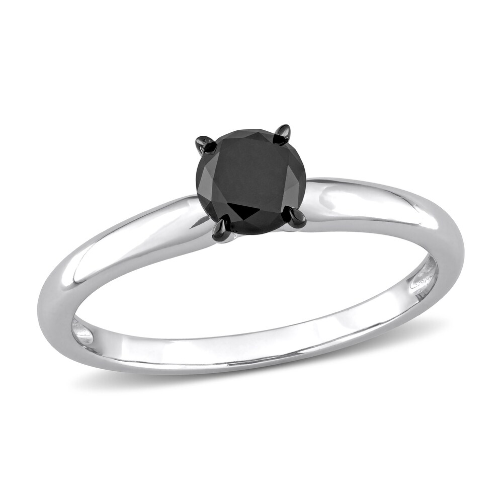 Black Diamond Solitaire Engagement Ring 3/4 ct tw Round-cut 14K White Gold ia04G4XD