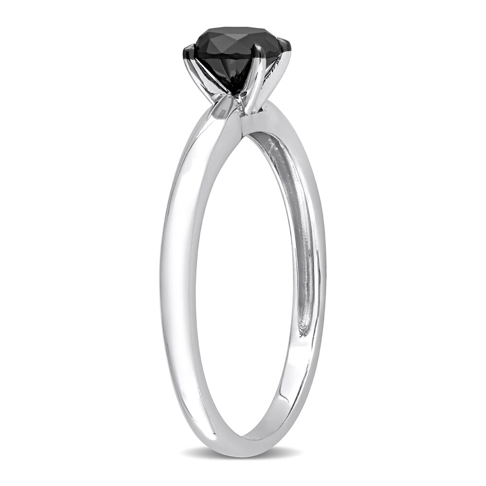 Black Diamond Solitaire Engagement Ring 3/4 ct tw Round-cut 14K White Gold ia04G4XD