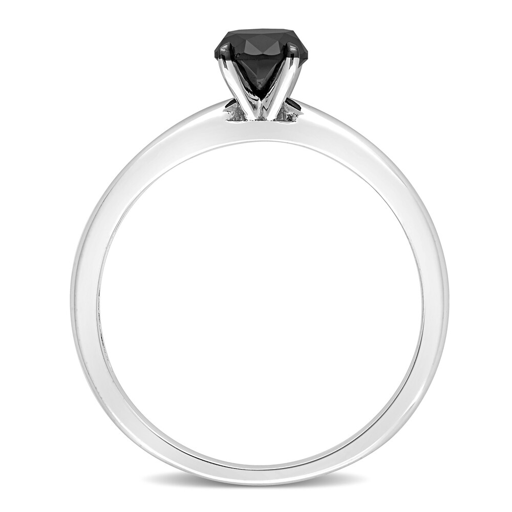 Black Diamond Solitaire Engagement Ring 3/4 ct tw Round-cut 14K White Gold ia04G4XD