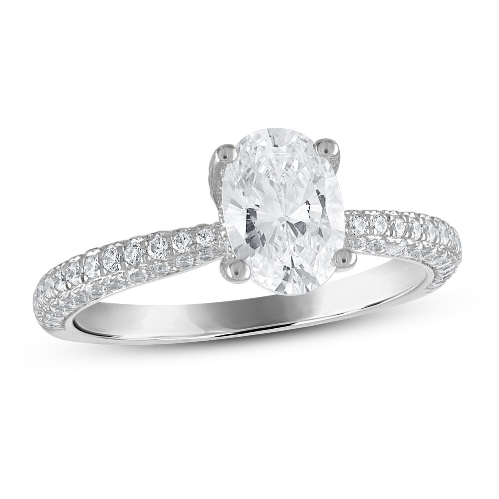 Diamond Engagement Ring 1-1/2 ct tw Oval/Round 14K White Gold iftkPJuA