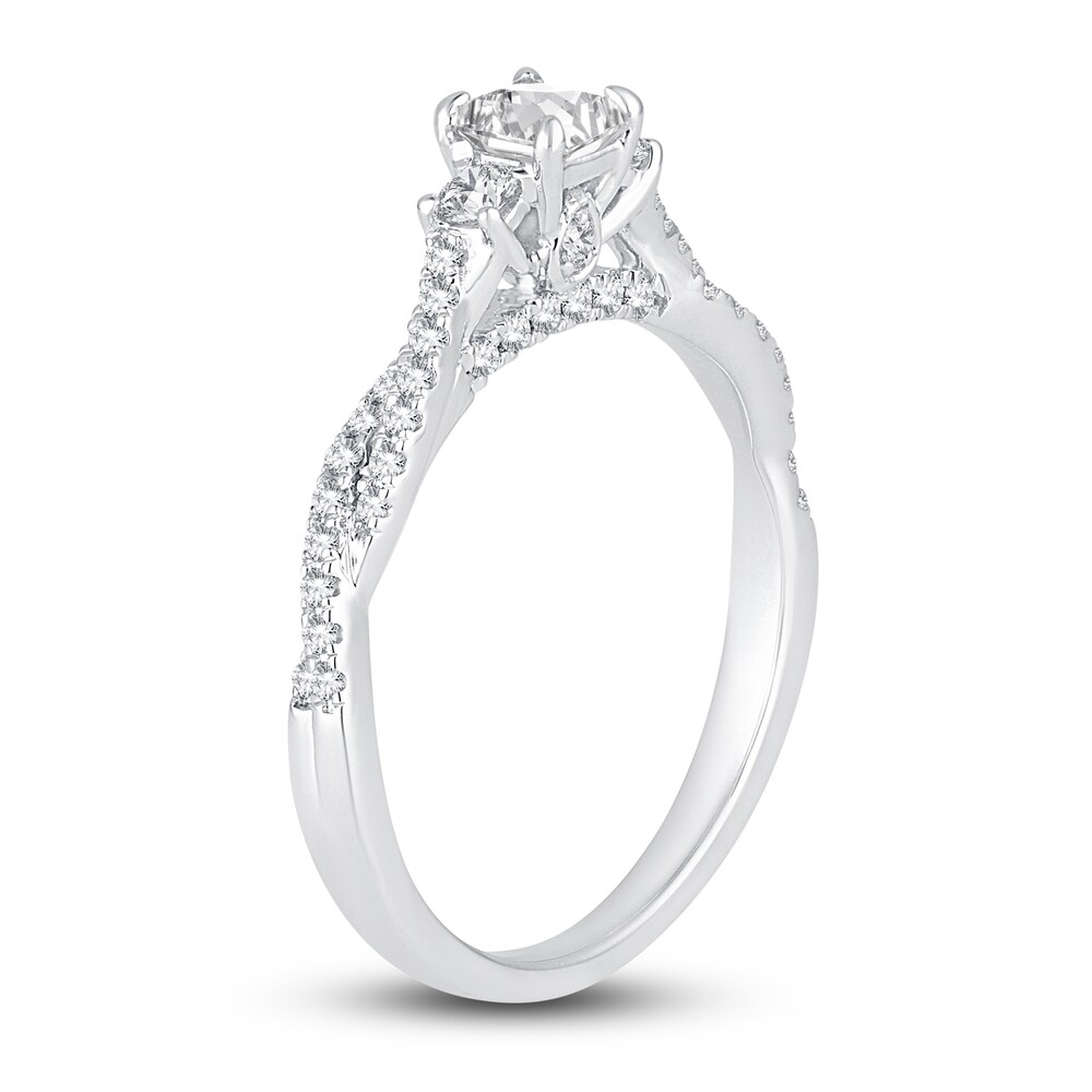 Diamond 3-Stone Engagement Ring 5/8 ct tw Princess/Round 14K White Gold ih7aYKER