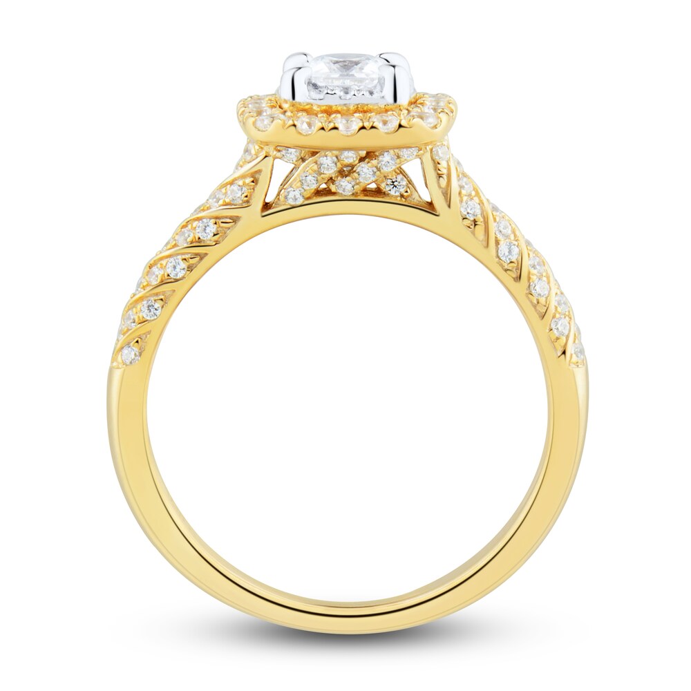 Diamond Engagement Ring 3/4 ct tw Princess/Round 14K Yellow Gold ih8T78Sa