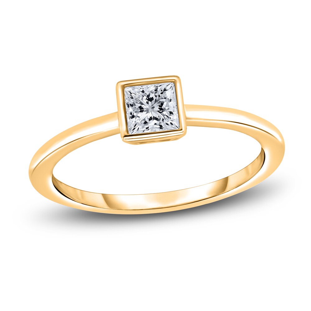 Diamond Solitaire Engagement Ring 1/2 ct tw Bezel-Set Princess 14K Yellow Gold (I2/I) ij7ahsOc
