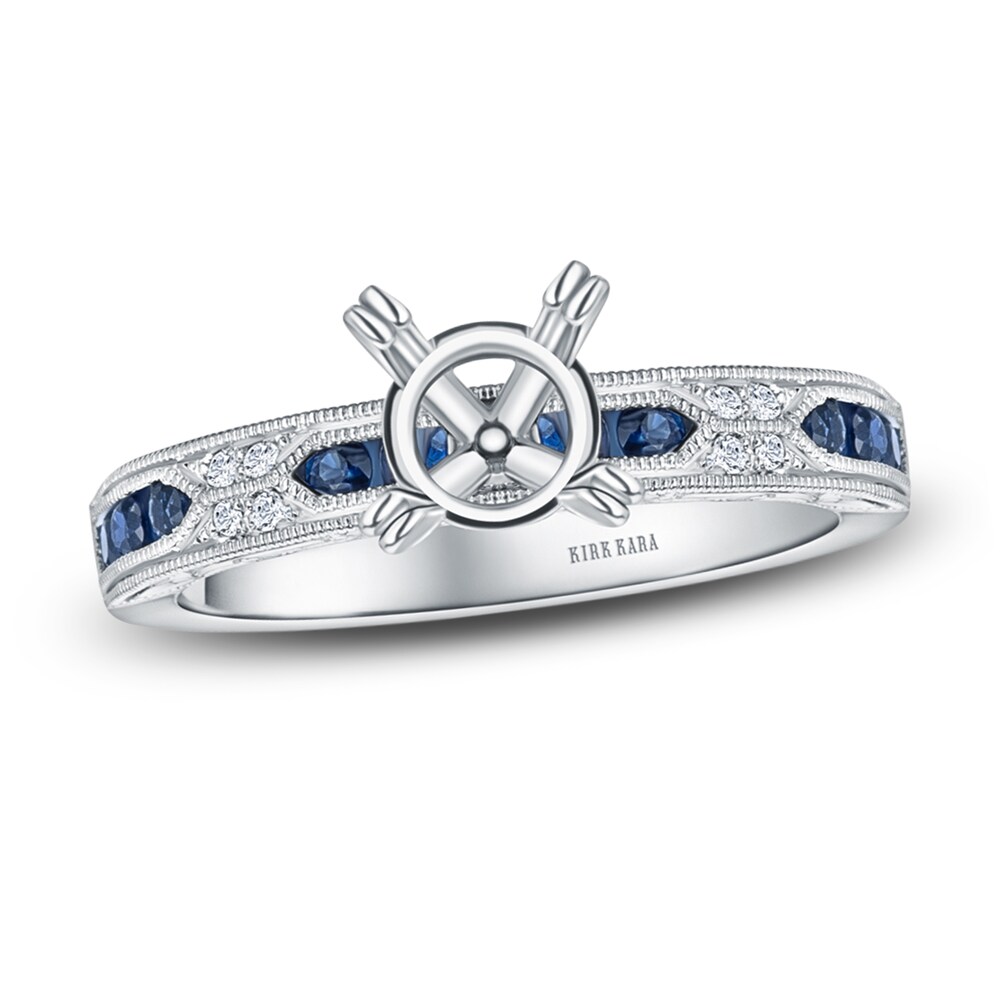Kirk Kara Natural Blue Sapphire Ring Setting Diamond Accents 18K White Gold j8Nmmppk