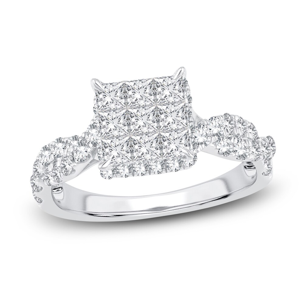 Diamond Engagement Ring 1-1/4 ct tw Princess/Round 14K White Gold jEAJiJge [jEAJiJge]